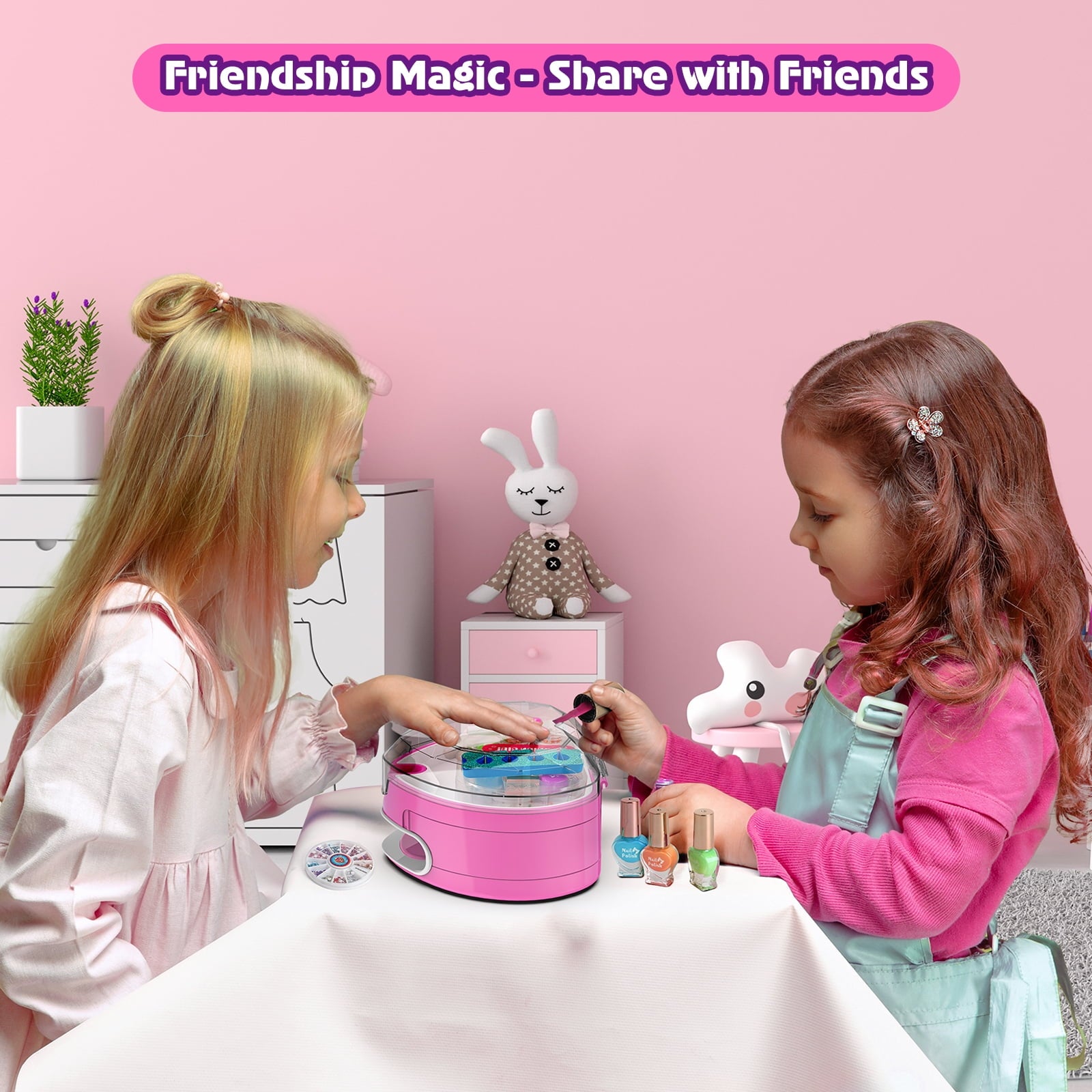 BATTOP Kids Nail Polish Kit for Girls Ages 6-12, Nail Art Set with Nail Dryer, Peel-Off Polish & Organizer