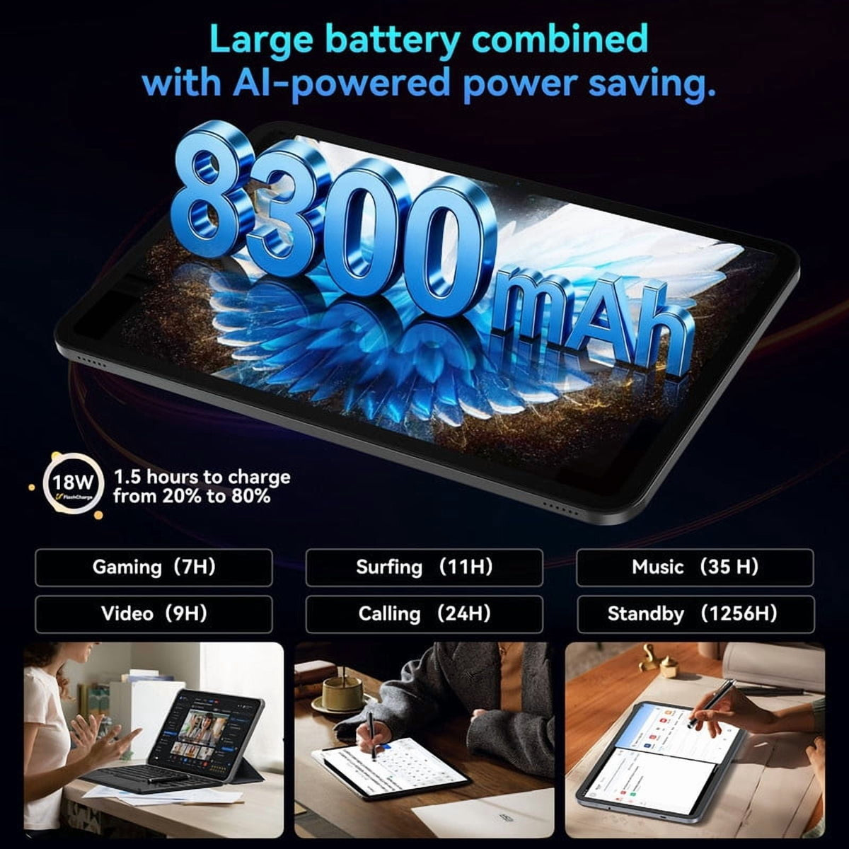 Blackview OSCAL 2026 13.4" AI Tablet, Android 16, 24GB RAM 256GB ROM, 1TB Expand, T7280 Octa-Core CPU, 8+16MP Camera, 8300mAh, 5G Wifi, Gemini Al Tablet with Keyboard, Mouse, Black