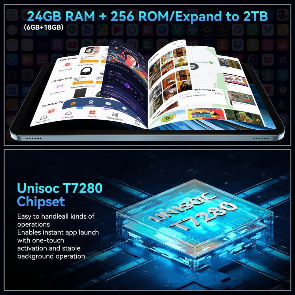 Blackview OSCAL 2026 13.4" AI Tablet, Android 16, 24GB RAM 256GB ROM, 1TB Expand, T7280 Octa-Core CPU, 8+16MP Camera, 8300mAh, 5G Wifi, Gemini Al Tablet with Keyboard, Mouse, Blue
